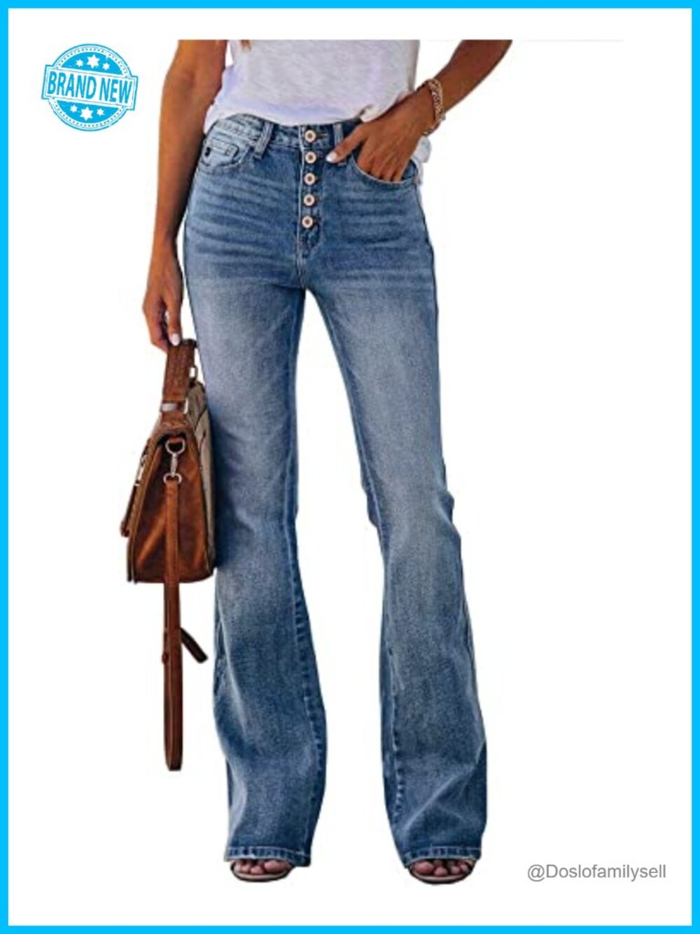 High Waisted Bootcut Flare Jeans Stretch Denim Tummy Control